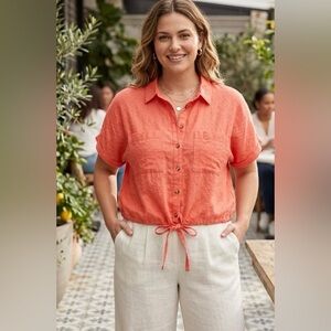 Falls Creek Women's Orange Button Down Shirt